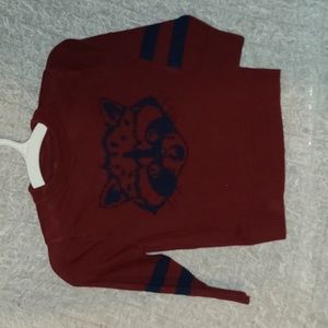 Burgundy sweater with raccoon print size 9 M